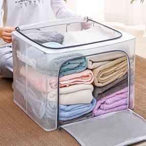 img 2 attached to 📦 Bestunihom PVC Steel Frame Storage Box - Waterproof Grey 66L SNX-JWB01GR66