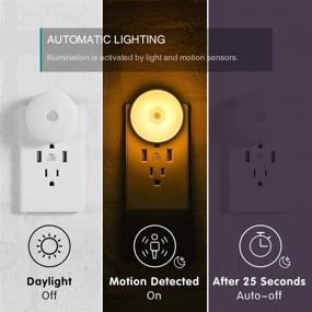 img 3 attached to 🌙 Motion Sensor Night Light Plug-in Wall Night Light with Smart Movement Sensor – Auto On/Off, Slim Design – for Bedroom, Bathroom, Kitchen, Hallway, Stairways – Soft Warm White – 2 Pack