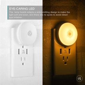 img 1 attached to 🌙 Motion Sensor Night Light Plug-in Wall Night Light with Smart Movement Sensor – Auto On/Off, Slim Design – for Bedroom, Bathroom, Kitchen, Hallway, Stairways – Soft Warm White – 2 Pack