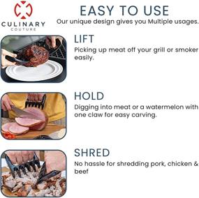 img 2 attached to 🍖 Culinary Couture Meat Claws - Pulled Pork and Chicken Shredders - Heat Resistant BBQ Grill Tools for Meat Handling - Smoker Barbeque Accessories - Black - Gift Box and Bonus Recipe Ebook