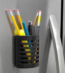 img 1 attached to 📚 School Locker Magnetic Pencil Holder - Storage Organizer for Office, Gym, Fridge, Whiteboard - Extra Strong Magnet - 4" H x 3.25" W (Black)