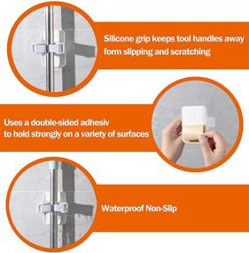 img 2 attached to Everfree Single Mop Rack Holder - Self-Adhesive Broom Wall Mount, No Drilling, Super Anti-Slip, for Garage Closet Pantry Laundry Room, Dustpan Hanger Cleaning Supplies (6pcs, White, 3.35 x 2.36 x 2.5 inch)