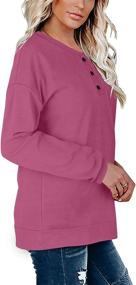 img 2 attached to 👚 OFEEFAN Women's Casual Henley Button Up Sweatshirt - Long Sleeve Tunic Top