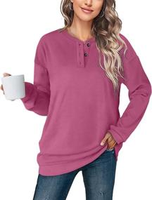 img 3 attached to 👚 OFEEFAN Women's Casual Henley Button Up Sweatshirt - Long Sleeve Tunic Top