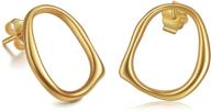 925 sterling silver circle stud earrings, minimalist 18k gold plated hoop 🔒 earrings, twisted rope round thick hoop earrings for women, small irregular round hoop earrings logo