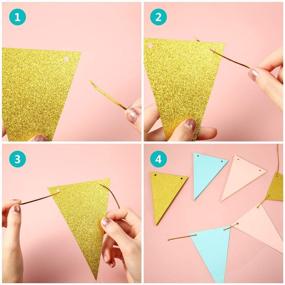 img 2 attached to 🎊 Eye-Catching Gender Reveal Party Decoration: 45-Piece Glittery Pink Blue Gold Triangle Pennant Flag Banner – Perfect for Baby Showers, Weddings, Birthdays!