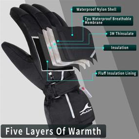 img 3 attached to Achiou Waterproof Touchscreen Ski Snow Gloves for Men and Women with Portable Pocket - Winter Warmth