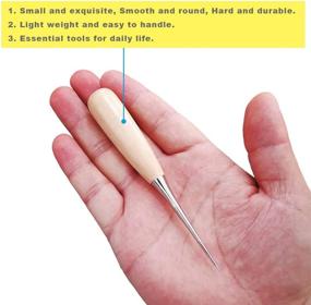 img 2 attached to 🪡 ZLKSKER (Pack of 2): Versatile Leather Stitching Awl with Wooden Handle for Efficient Hole Punching and Sewing