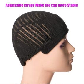 img 3 attached to Breathable Adjustable Straps Crotchet Cornrows Wig Caps for Durable Stable 🎩 Black Wig Making: Easier Sew in Weaving & Braided Wig Caps - 1Pcs/Lot