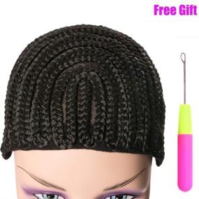 img 4 attached to Breathable Adjustable Straps Crotchet Cornrows Wig Caps for Durable Stable 🎩 Black Wig Making: Easier Sew in Weaving & Braided Wig Caps - 1Pcs/Lot
