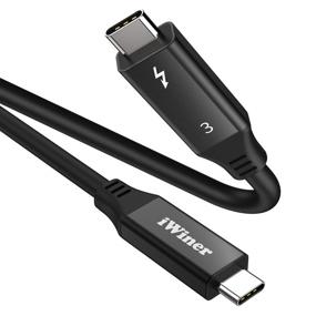 img 4 attached to ⚡️ High-Speed Thunderbolt 3 Cable 40Gbps/100W/5A, iWiner Efficient Transmission 100W/20V/5A Thunderbolt 3 USB C Cable for Dual 4K@60Hz or Single 5K@60Hz Display - 2.3Ft/0.7m