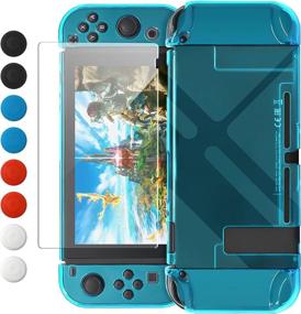 img 4 attached to 🎮 Blue Dockable Case for Nintendo Switch - FYOUNG Protective Cover with Thumbstick Caps, Compatible with Switch and Switch Joycons: A must-have accessory