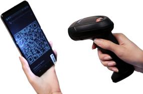 img 1 attached to 📱 Enhanced Black Rugged Industrial Bluetooth Wireless 2D Barcode Scanner: QR Bar Code Reader with Bluetooth Receiver, Compatible with iOS, Android, and Windows Devices