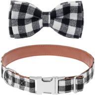 adjustable mihachi plaid bowtie dog collar - premium classic christmas collar with metallic buckle for medium to large dogs logo