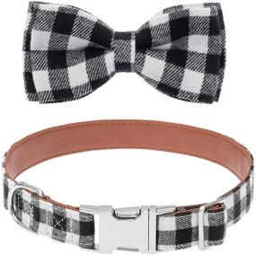 img 4 attached to Adjustable Mihachi Plaid Bowtie Dog Collar - Premium Classic Christmas Collar with Metallic Buckle for Medium to Large Dogs