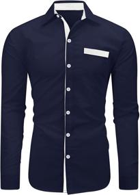 img 3 attached to 👔 Contrast Slim Fit Men's Shirts by NeedBo Sleeve