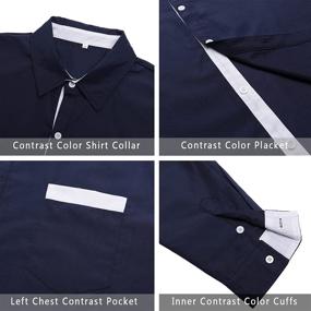 img 1 attached to 👔 Contrast Slim Fit Men's Shirts by NeedBo Sleeve