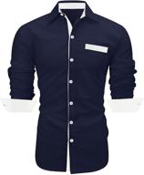 👔 contrast slim fit men's shirts by needbo sleeve logo