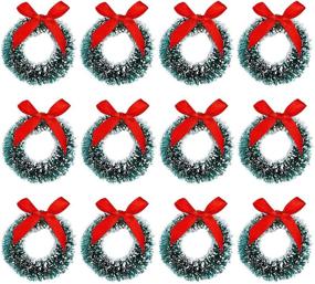 img 4 attached to 🎄 trounistro 12 Pack Mini Christmas Wreaths: Artificial Holiday Decorations & Crafts (Color 1)
