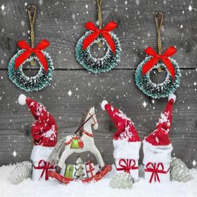 img 1 attached to 🎄 trounistro 12 Pack Mini Christmas Wreaths: Artificial Holiday Decorations & Crafts (Color 1)