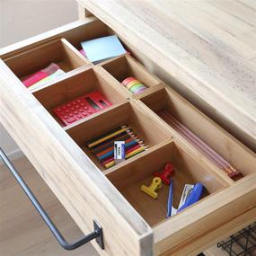 img 2 attached to 🗄️ RISU Bamboo Junk Drawer Organizer: Declutter Your Junk with 10 Storage Boxes for Office, Makeup & Kitchen Supplies