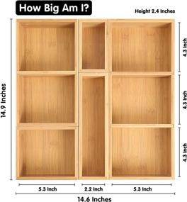 img 3 attached to 🗄️ RISU Bamboo Junk Drawer Organizer: Declutter Your Junk with 10 Storage Boxes for Office, Makeup & Kitchen Supplies