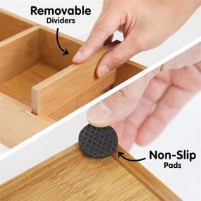 img 1 attached to 🗄️ RISU Bamboo Junk Drawer Organizer: Declutter Your Junk with 10 Storage Boxes for Office, Makeup & Kitchen Supplies