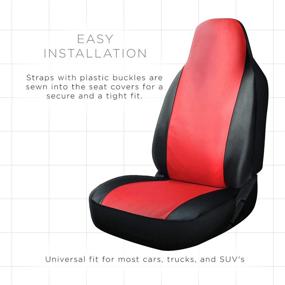 img 1 attached to 🚘 OxGord Car Seat Cover - Two Toned PU Leather with Front Low Bucket Seat - Universal Fit for Cars, Trucks, SUVs, Vans - Set of 2