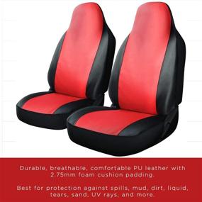 img 2 attached to 🚘 OxGord Car Seat Cover - Two Toned PU Leather with Front Low Bucket Seat - Universal Fit for Cars, Trucks, SUVs, Vans - Set of 2