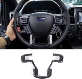 img 4 attached to Enhance Your Ford F-150/F250/F350: Keptrim ABS Carbon Fiber Steering Wheel Cover Trim (2015-2019 F150 | 2017-2019 F250 F350)