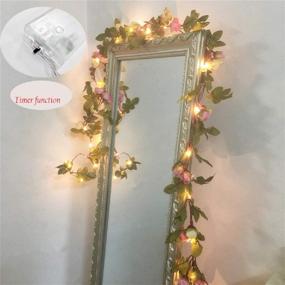 img 3 attached to 🌸 2 Meter 20 LED Flower Leaf Garland with Timer, Battery Operated Silver LED Fairy String Lights - Ideal for Wedding Decoration, Party, and Events