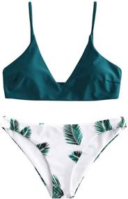 img 4 attached to ZAFUL Spaghetti Bralette Swimsuit Peacock Women's Clothing in Swimsuits & Cover Ups