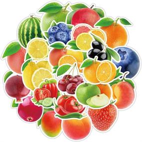 img 3 attached to 🍉 Jasion 100-Piece Watercolor Fruits and Vegetables Stickers Set - PVC Graffiti Decals, Waterproof & Sunlight-Proof; Ideal for Water Bottles, Cars, Motorcycles, Skateboards, Laptops, and More