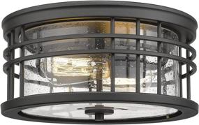 img 4 attached to Zeyu Flush Mount Ceiling Light: Stylish 2-Light Farmhouse Fixture for Kitchen and Hallway, 12 Inch Black Finish with Seeded Glass - ZW01-F BK