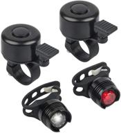 🚲 findtop set of 4: bike bell, strap-on front & rear bike light – aluminum alloy mini bicycle ring bell (2 pack) – 3 light modes – water resistant bicycle light (2 pack, red & white) logo