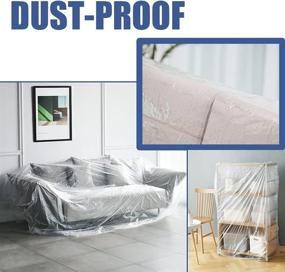 img 1 attached to 🛡️ 20-Pack 9x12 Feet Plastic Drop Cloth: Waterproof Sheets for Painting, Dust-Proof and Rustproof - Furniture Cover, Tarp
