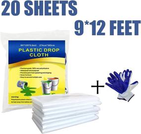 img 3 attached to 🛡️ 20-Pack 9x12 Feet Plastic Drop Cloth: Waterproof Sheets for Painting, Dust-Proof and Rustproof - Furniture Cover, Tarp