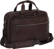 👜 kenneth cole reaction resolute men's briefcase - full-grain colombian leather, 16" laptop portfolio messenger bag, brown, one size logo