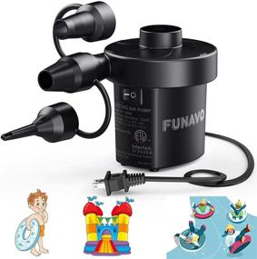 img 4 attached to 🔌 FUNAVO Portable Electric Air Pump with 3 Nozzles - 130W Quick-Fill Inflator/Deflator for Swimming Pools, Air Mattresses, Boats, and more (110V AC 60Hz)