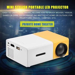 img 1 attached to 📽️ Portable Mini Projector with Built-in Stereo Speaker - Multimedia Home Theater Projector, HDMI/AV/USB Interface, 320x240 Resolution (White-Yellow)
