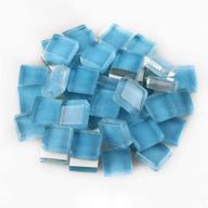 💎 250 pieces blue assorted color mosaic crystal glass for crafts - glittering bulk square shape 1x1 cm mosaic supplies, peacock blue logo