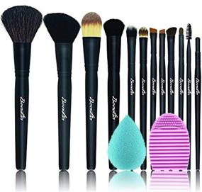 img 1 attached to 💄 Beautia 12-Piece Professional Natural Hair Makeup Brush Set with Bonus Gift: Makeup Brush Cleaning Mat