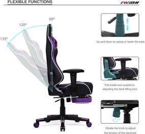 img 1 attached to 🪑 IWMH Purple Gaming Chair with Footrest - Ergonomic High-Back Racing Swivel Chair for Video Games, Computer Use - Includes Headrest and Lumbar Support