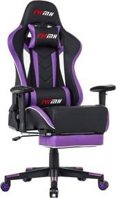 img 4 attached to 🪑 IWMH Purple Gaming Chair with Footrest - Ergonomic High-Back Racing Swivel Chair for Video Games, Computer Use - Includes Headrest and Lumbar Support