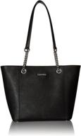 calvin klein hayden saffiano leather women's handbags & wallets logo