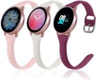 📦 (упаковка из 3) вчегари тонкий браслет для samsung active 2 watch 40мм 44мм, galaxy watch 3 41мм/ galaxy watch 42мм/ браслеты gear s2 classic/ gear sport, 20мм силиконовый ремешок для женщин и мужчин, бежевый/фуксия/розовый, маленький логотип