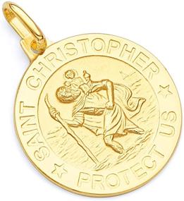 img 3 attached to Authentic 14k Yellow Gold Saint Christopher Medal Charm Pendant - Choose from 3 Sizes