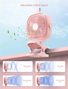 img 3 attached to Tsumbay USB Clip On Fan - Rechargeable & Portable Personal Mini Desk Fan - Electric Car Cooling Fan 360° Rotated - 4 Speeds - Stroller, Camping, Office, Exercise Bike, Treadmill, Vehicles - Pink