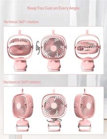 img 1 attached to Tsumbay USB Clip On Fan - Rechargeable & Portable Personal Mini Desk Fan - Electric Car Cooling Fan 360° Rotated - 4 Speeds - Stroller, Camping, Office, Exercise Bike, Treadmill, Vehicles - Pink