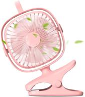 tsumbay usb clip on fan - rechargeable & portable personal mini desk fan - electric car cooling fan 360° rotated - 4 speeds - stroller, camping, office, exercise bike, treadmill, vehicles - pink logo
